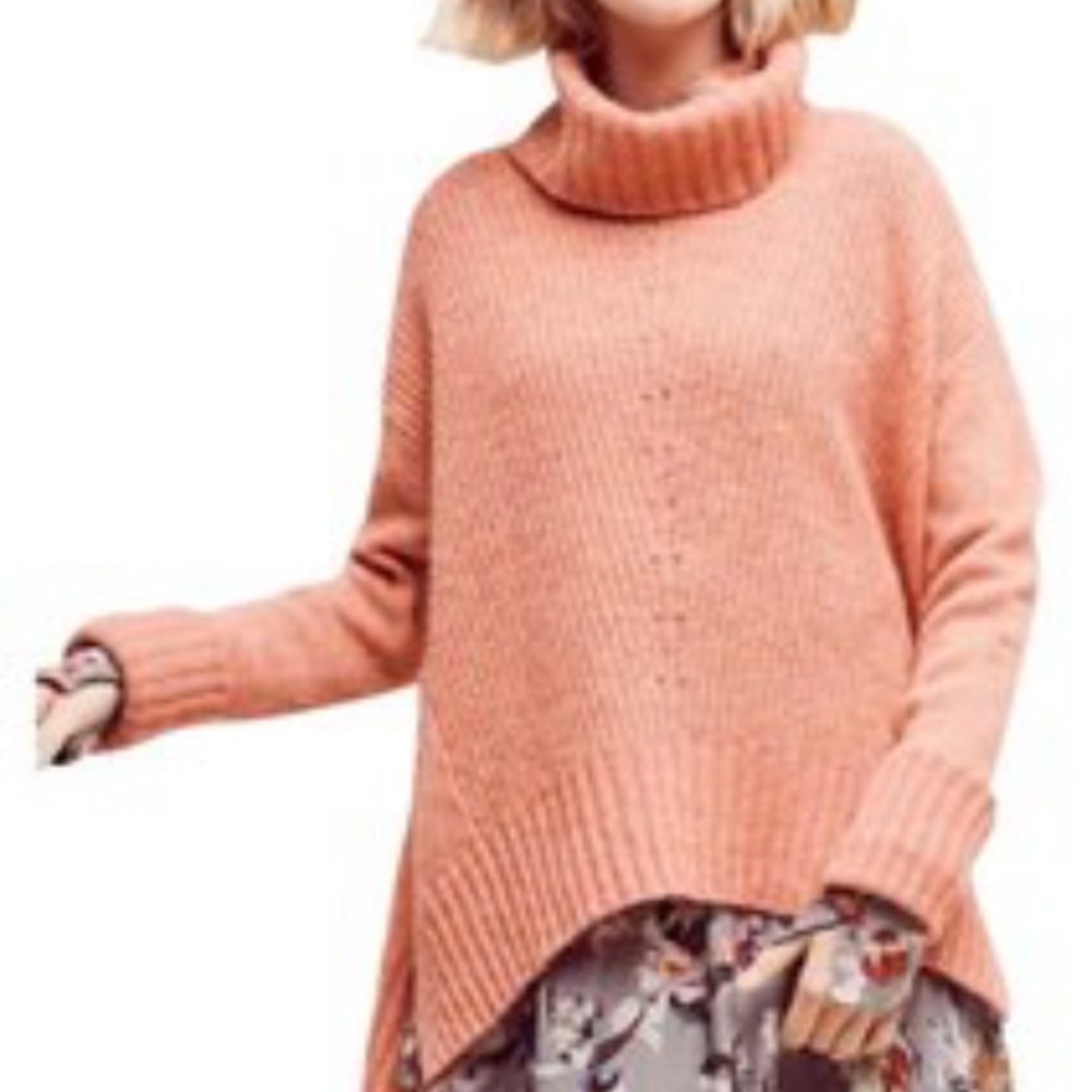 Anthropologie | pink turtleneck sweater